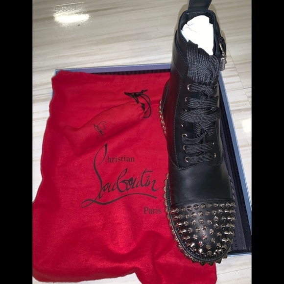 💯% Authentic!!!Christian Louboutin Black and Silver Ankle Boots - Picture 2 of 11